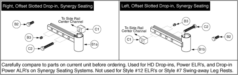 Leg Rest Hanger Assy - Drop-in, Slotted, Synergy parts diagram