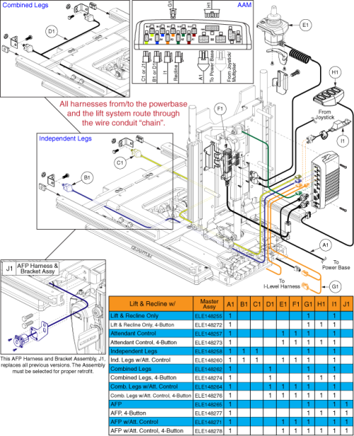 Reac W/i-level Q-logic 2 Elect. - Lift & Recline Harnesses parts diagram