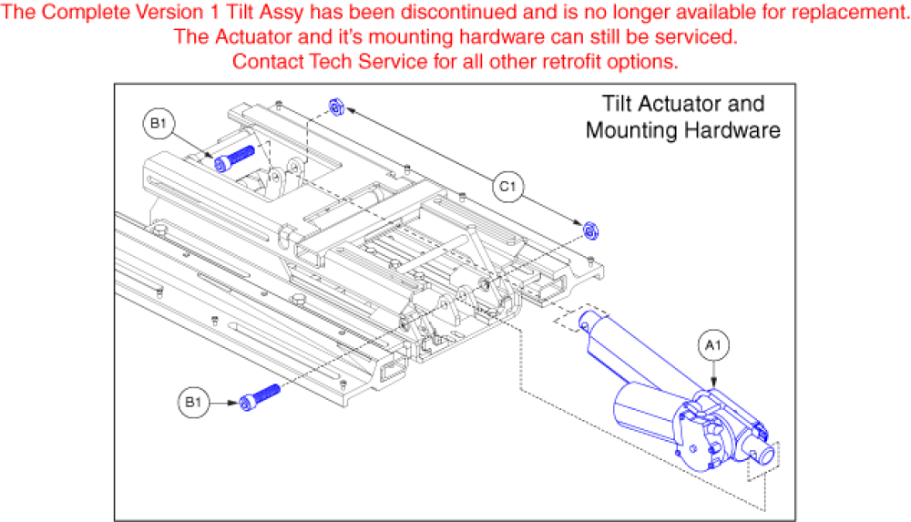 Tb3 Version 1 Tilt Base Actuator parts diagram