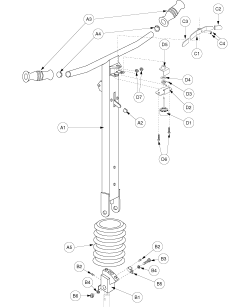 Tiller Assembly - Gen1 parts diagram