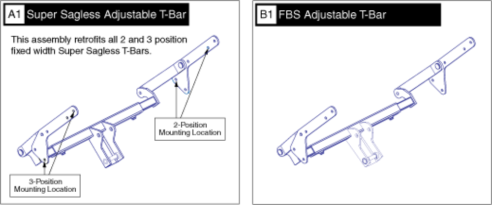 Frame Assembly - Adjustable Lift T-brackets parts diagram