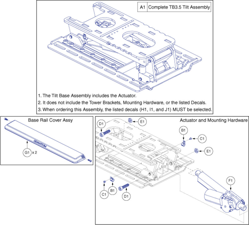 Tb3 Version 2 (tb3.5) Tilt Assy parts diagram