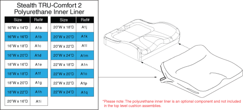Polyurethane Inner Liner - Tru-comfort 2 parts diagram