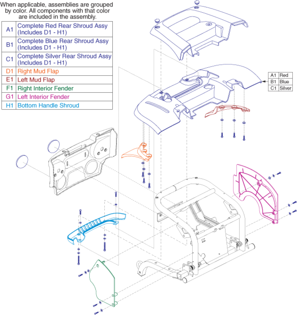 Shroud Assembly - Rear, Domestic parts diagram