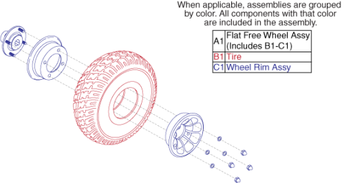 Drive Wheel Assembly - Flat-free parts diagram