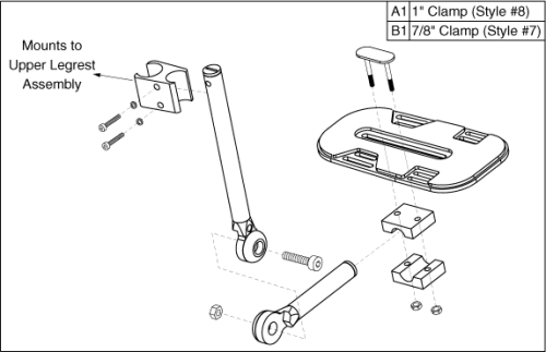Multi-axis Leg Rests - Pediatric, High Mount, Small parts diagram