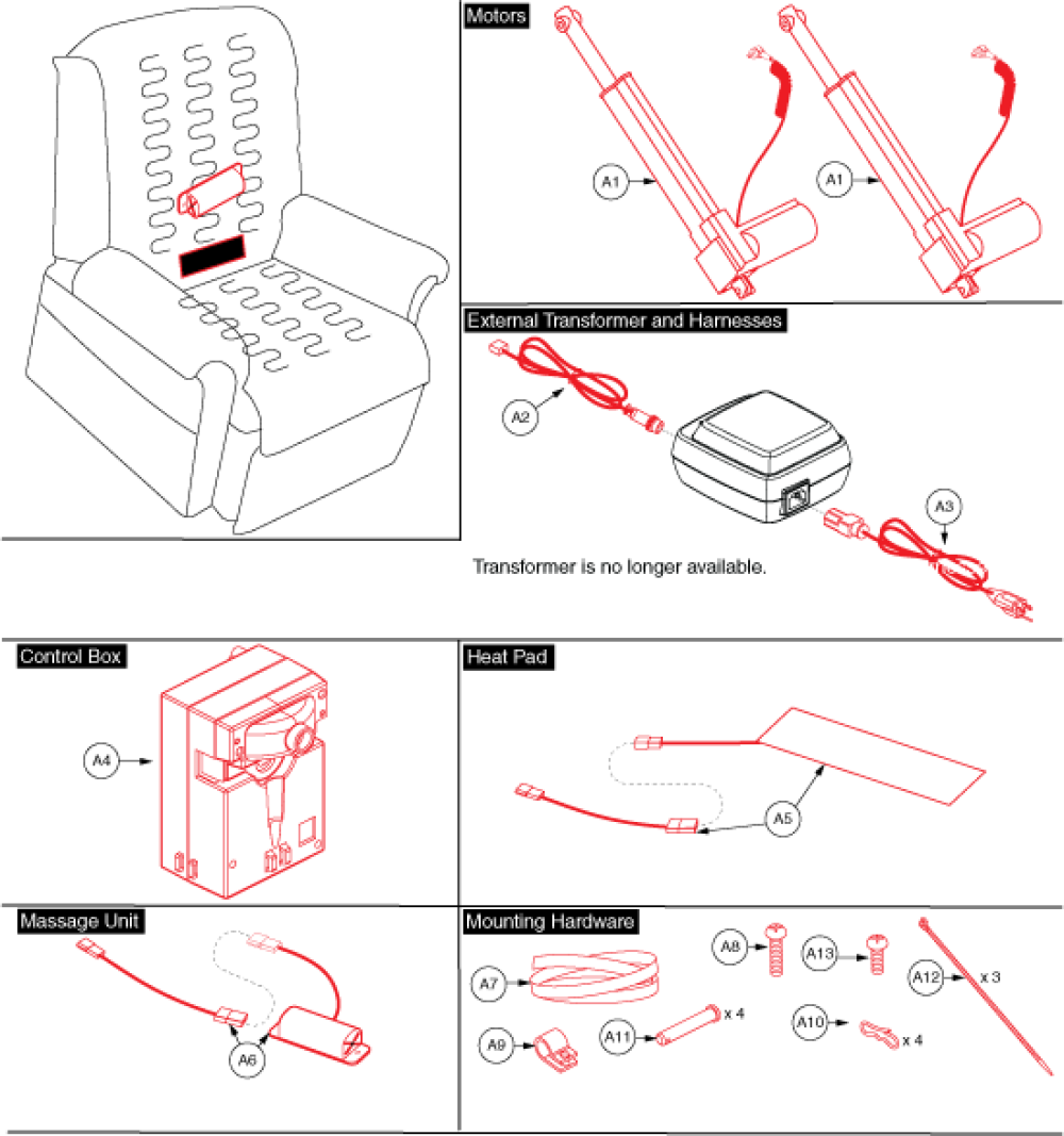 Motor Assembly - Gl358xl_heat And Massage parts diagram