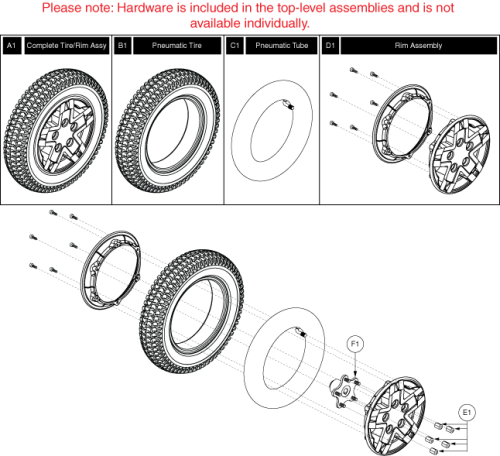 Drive Wheel Assy - Silver Rim, Pneumatic parts diagram