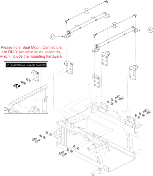 Seat Mount Connectors - Trapeze Bars W/l-brackets, Metric parts diagram