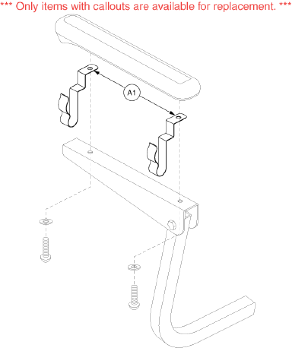 Clip Cane Attachment, Molded Armrest parts diagram