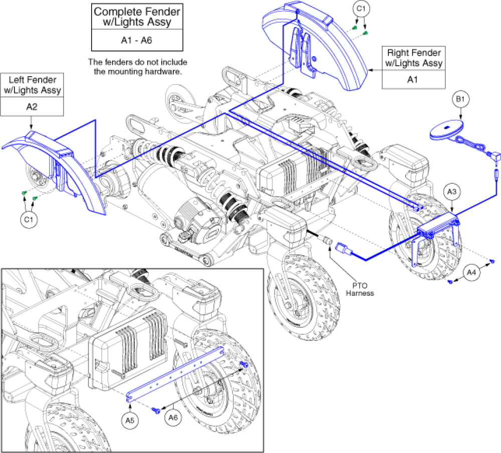 4front Fender Assemblies With Lights parts diagram