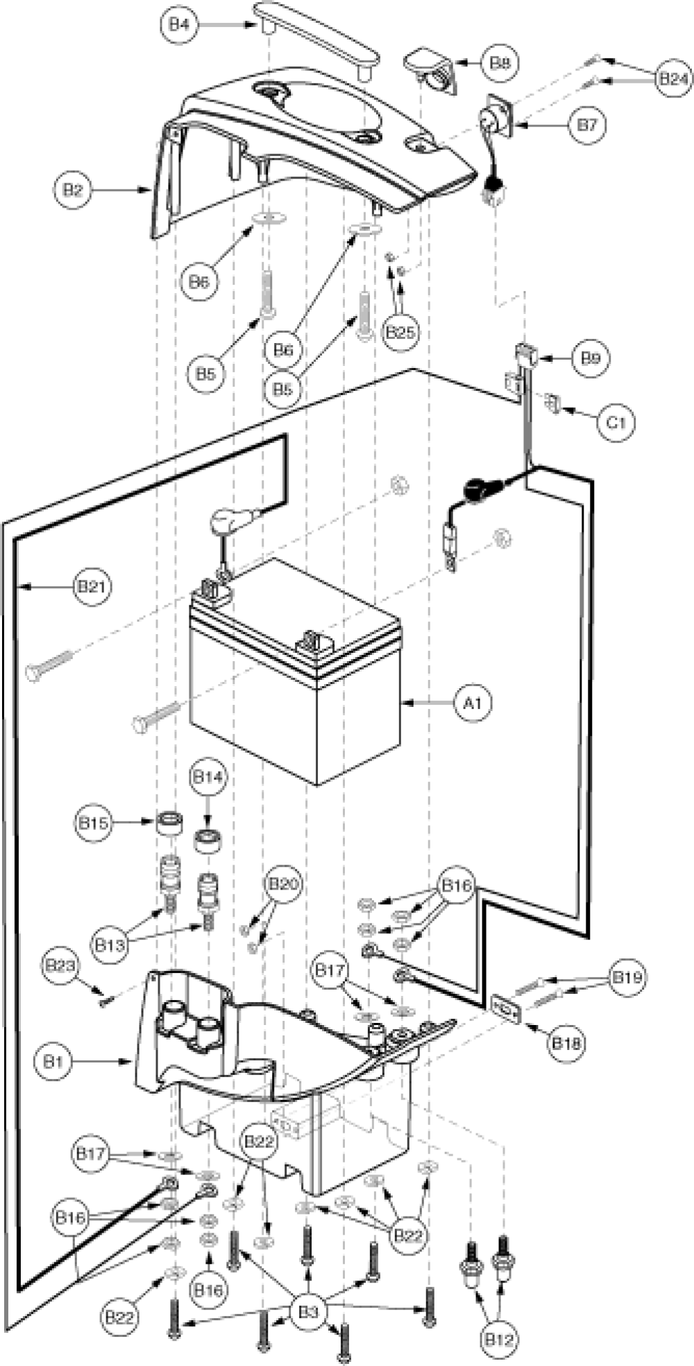 Electronics Assembly - Right Battery Box parts diagram