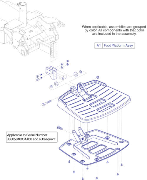 Foot Platform Assembly - Gen 3, Large Stamped parts diagram