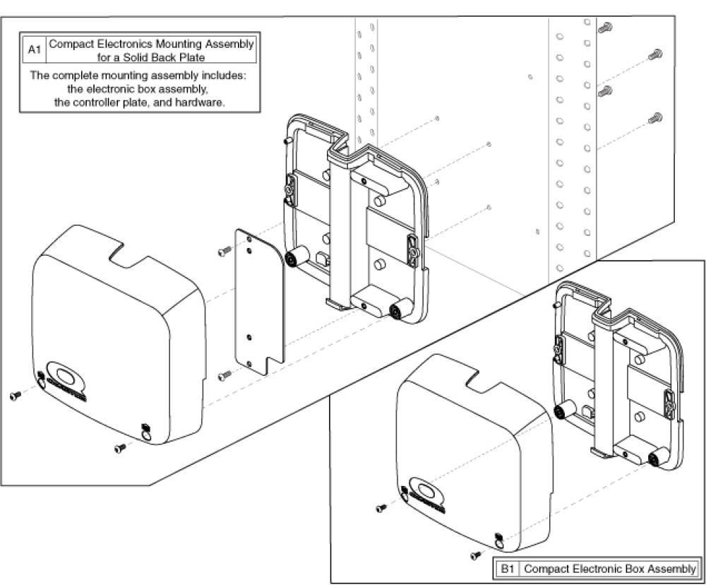 Electronics Mount - Compact Electronics Box, Solid Back parts diagram
