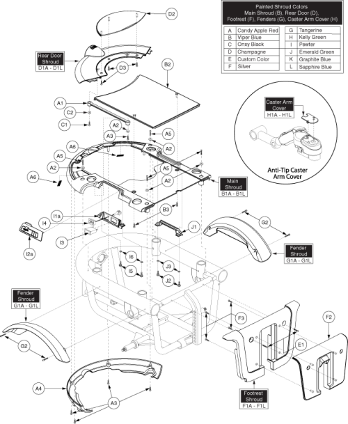 Shroud Assembly - Slide-on, Onboard/off-board parts diagram