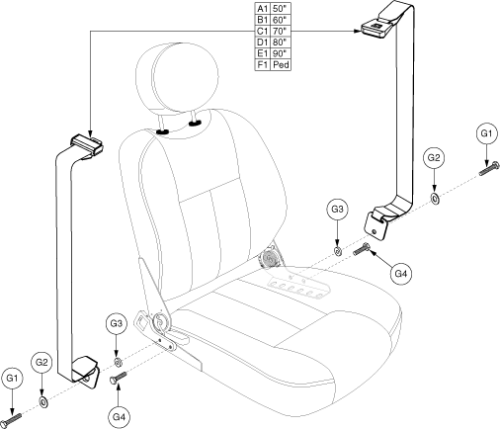 Lap Belt Assembly - 115 Ltd Recline parts diagram