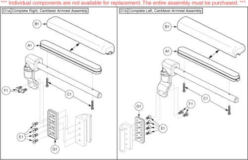Cantilever Armrests - Tru-comfort, Full Length parts diagram