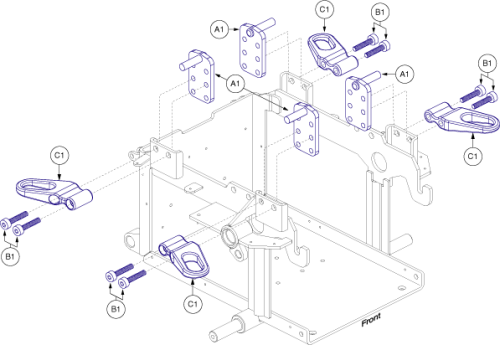Tb3 Tilt Seat Mounts W/transit Loops, Metric Hardware parts diagram