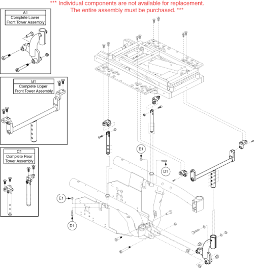 Seat Tower Assembly - Synergy Tilt, Angle Adjustable parts diagram