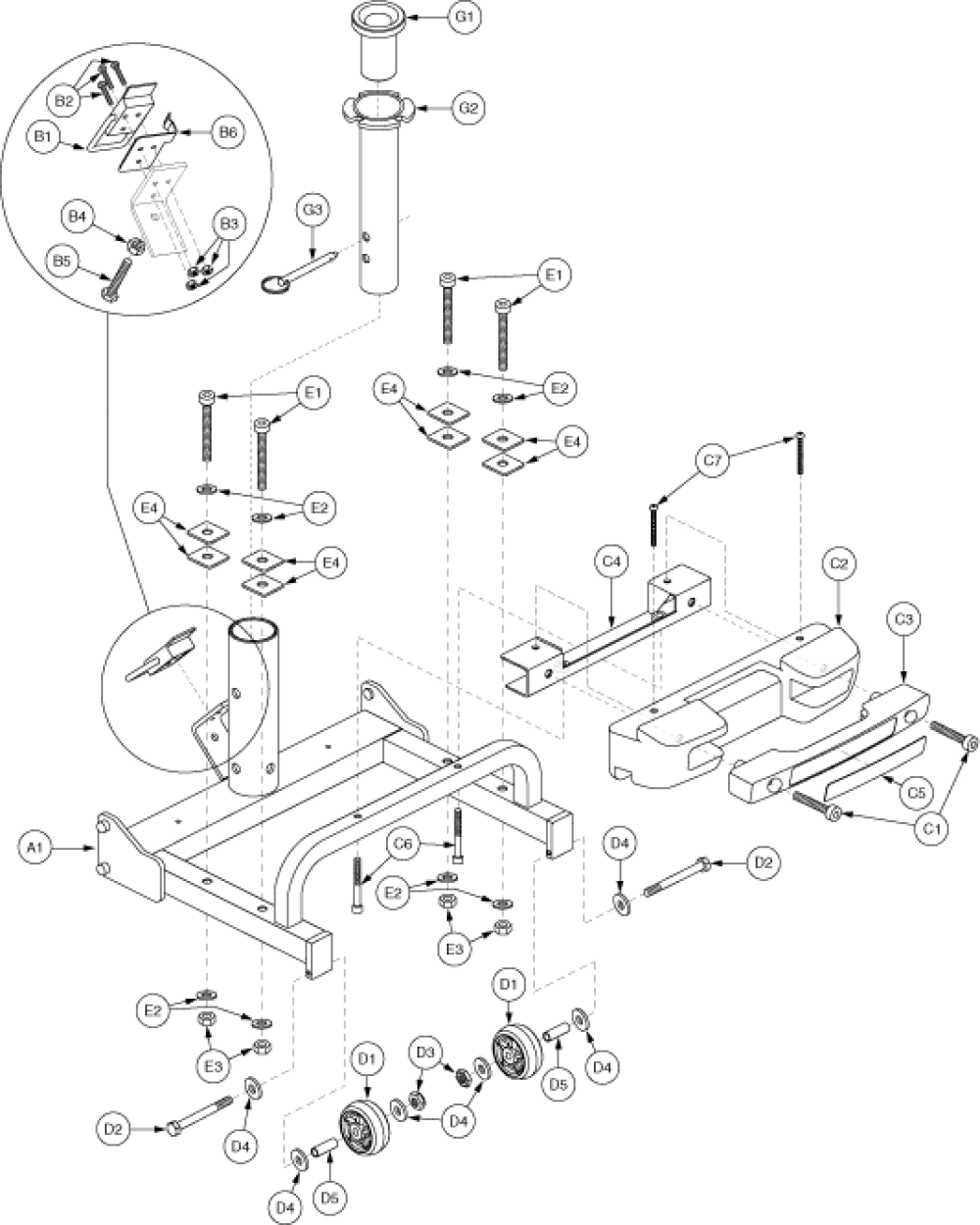 Frame Assembly - Rear (gen. 1) parts diagram