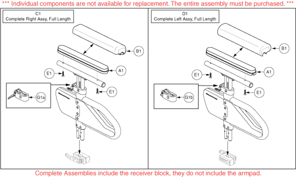 Quick Release (single Post), Full Length Armrest parts diagram