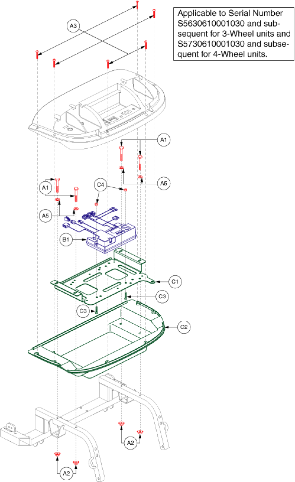 Electronics Assembly - Rear, (v 3 - Part 1) parts diagram