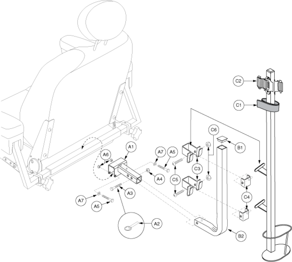 Cane/crutch Holder - Ltd Recline, Hi-back Seat parts diagram