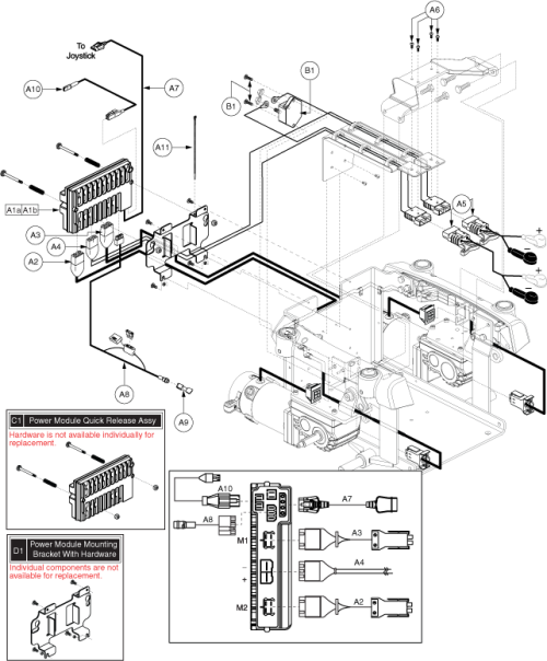 Electronics Assembly - Vr2, H2 Motor, Tilt Thru Joystick parts diagram