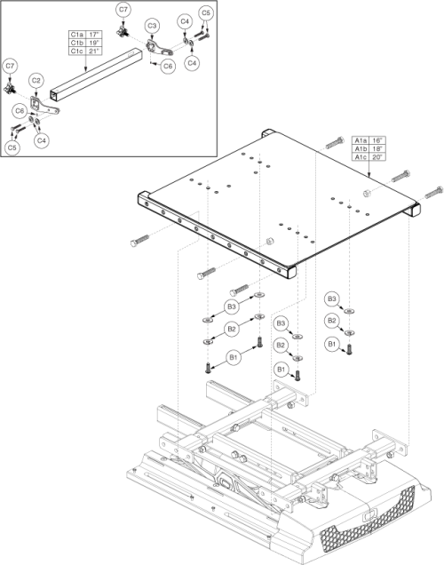 Tb3 Lift Only Seat Pans - Hi-back 115 Ltd Recline parts diagram