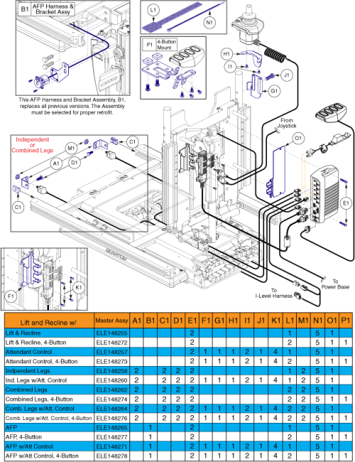 Reac W/i-level Q-logic 2 Elect. - Lift & Recline Hardware parts diagram
