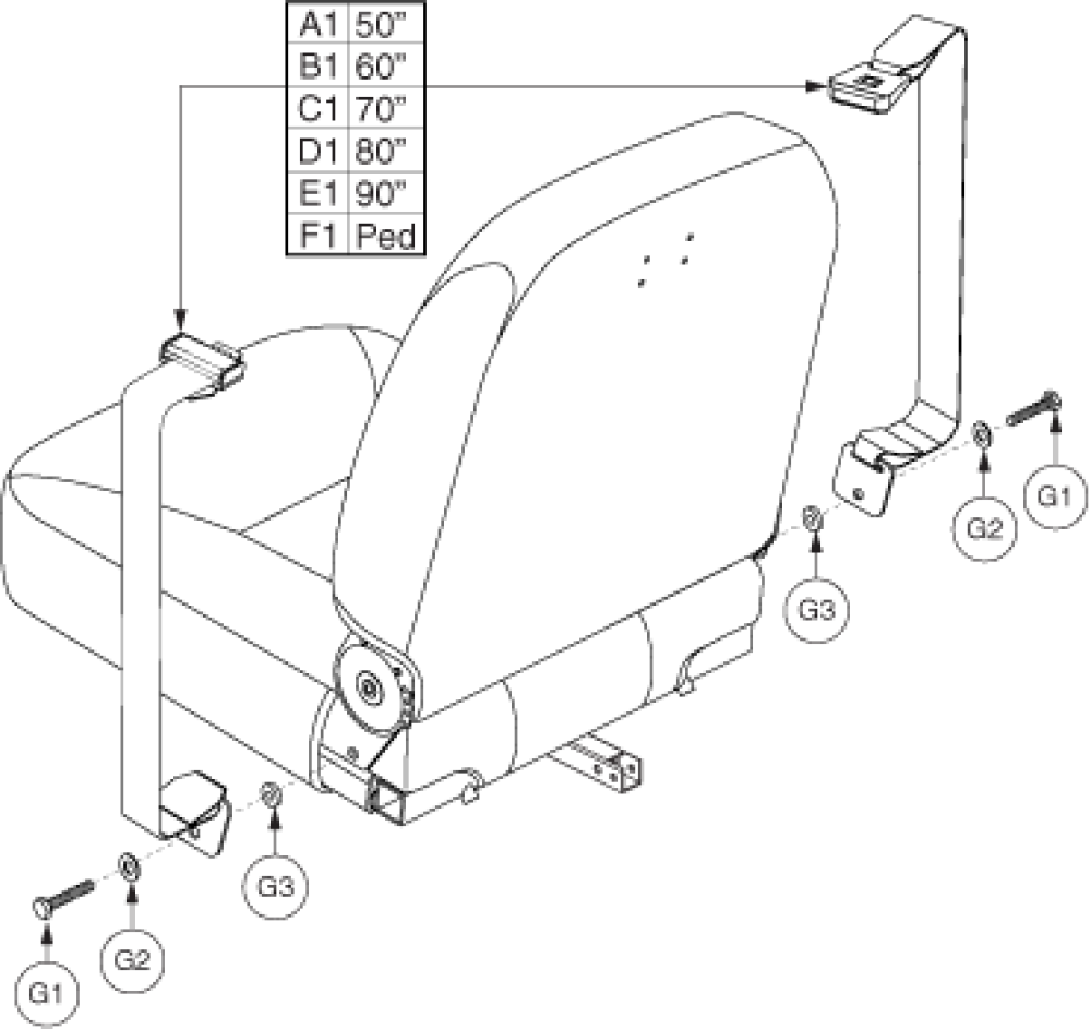 Comfort Seat Lap Belts And Mounting Hardware parts diagram