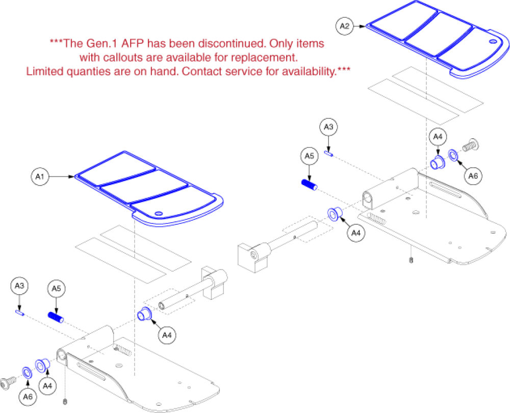 Gen. 1 Afp Footplates - Pediatric Non-depth Adjustable parts diagram