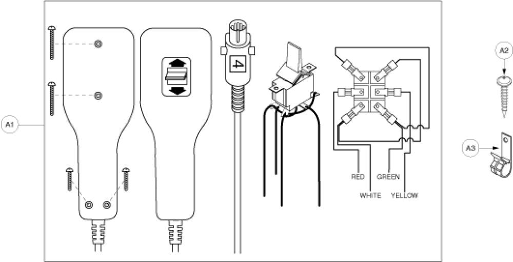 Hand Controls - Super Sagless, Standard parts diagram