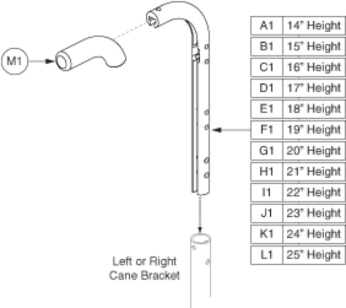Back Cane Extrusion - Short Push Handles parts diagram