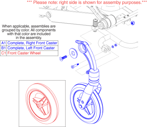 Passport - Front Caster Assembly Flat Free parts diagram