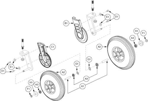 Single Sided Caster Wheel Assembly parts diagram