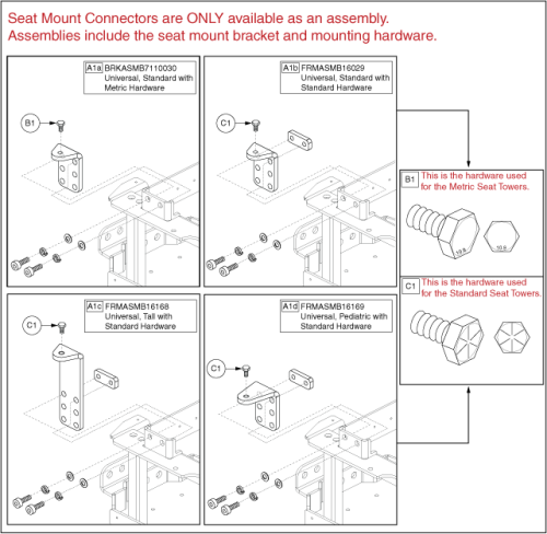 Seat Mount Connector - L-brackets, Us/ca parts diagram