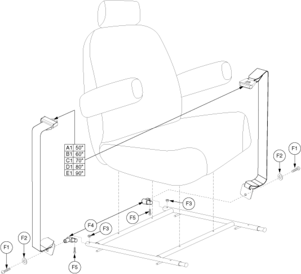 Lap Belt Assembly - Recline Seat parts diagram