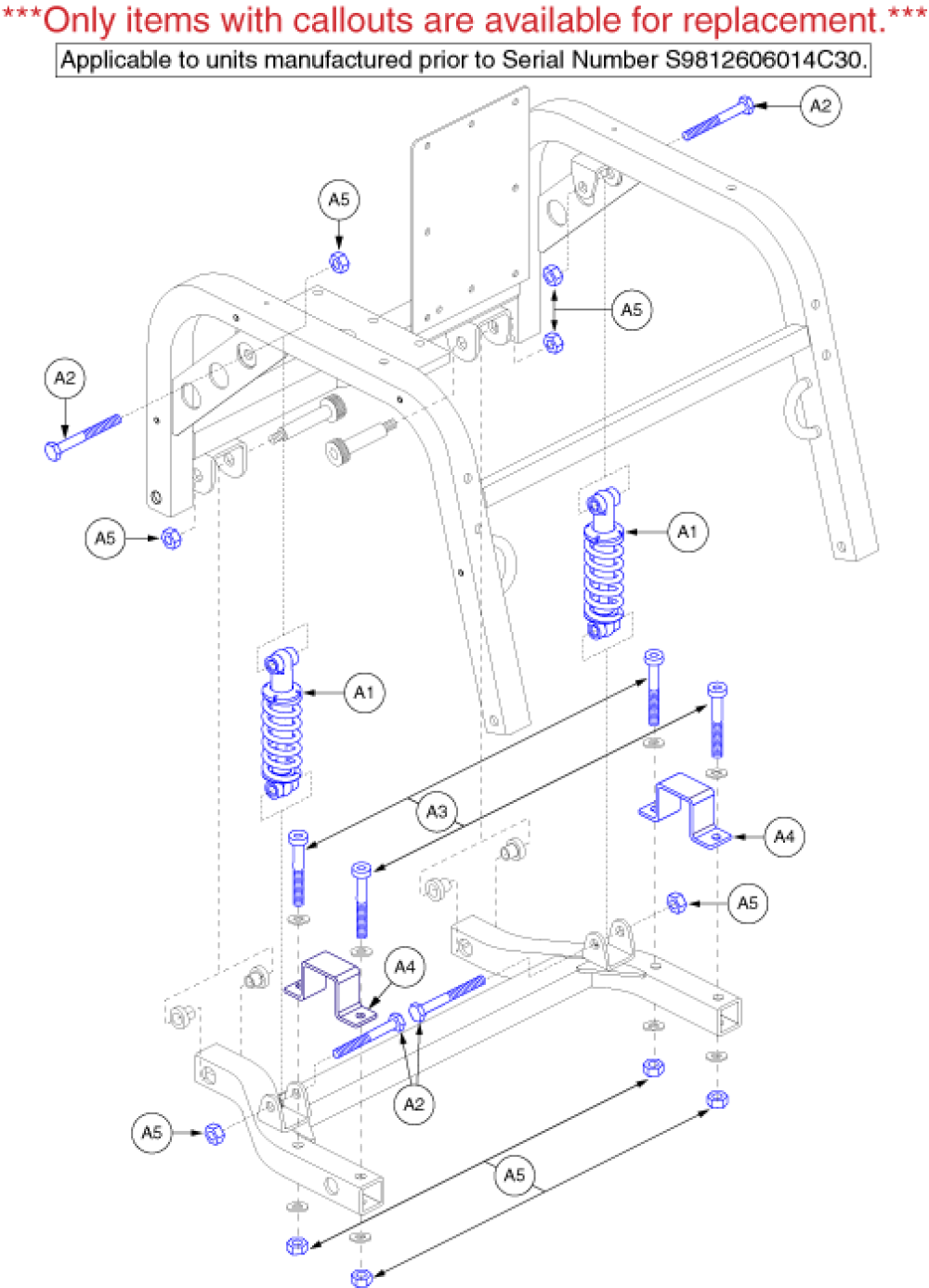 Frame Assembly - Rear Trail Arm (gen. 1) parts diagram