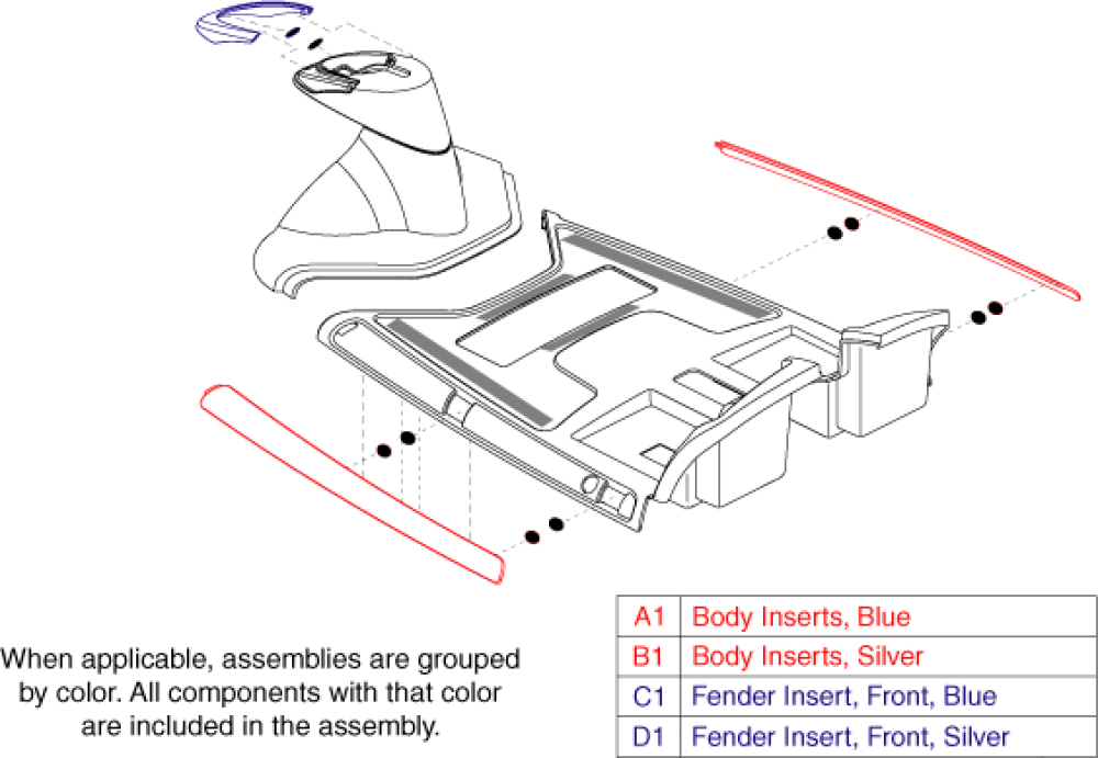 Elite Traveller 3 Wheel - Front Shroud Inserts, Version 1 parts diagram