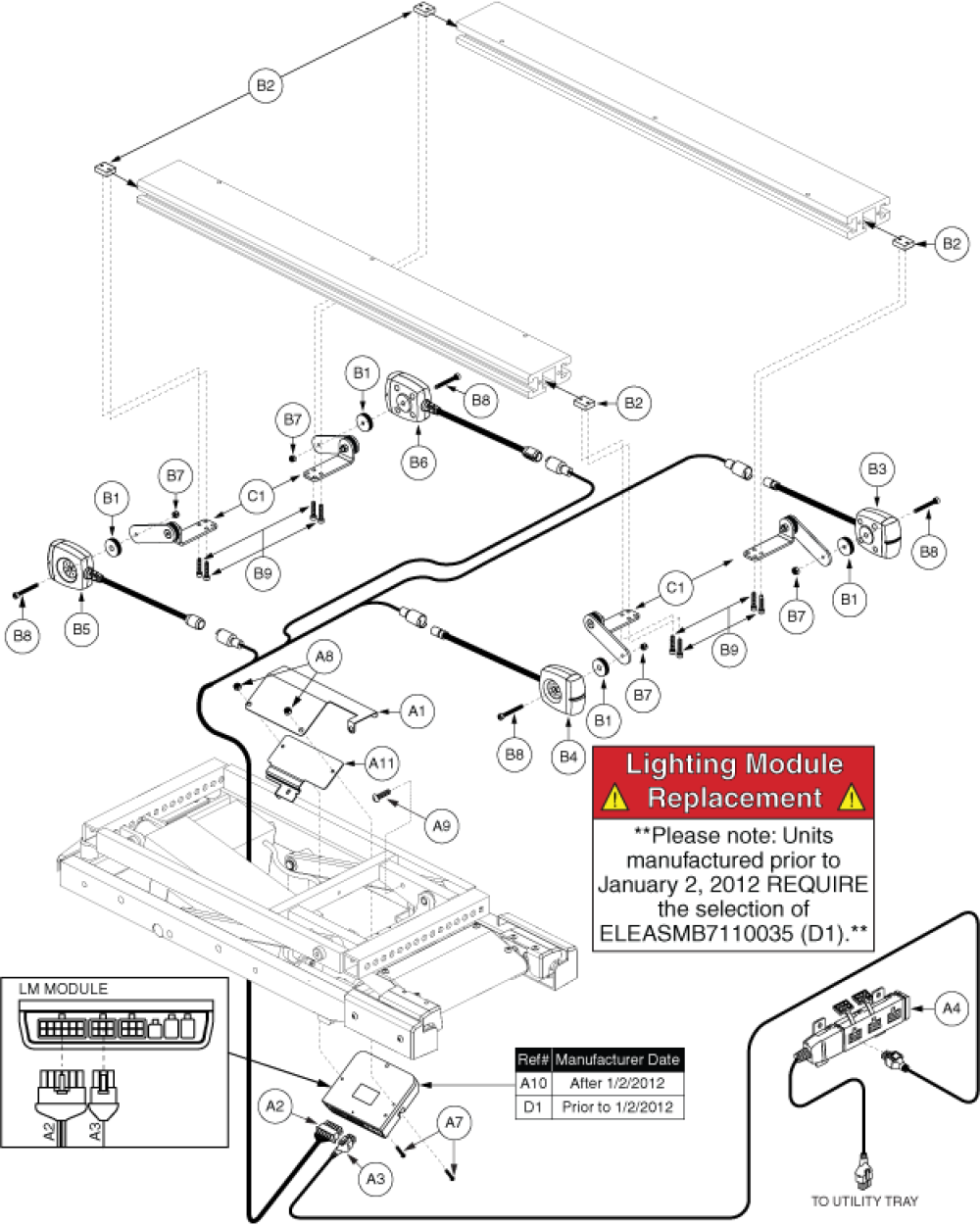 Eleasmb6211p, Ql Lights, Tb2 Pseat W/ Tilt; Tilt & Recline parts diagram