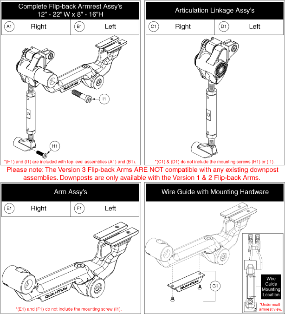 Version 3 Flip-back Armrest Assy's parts diagram