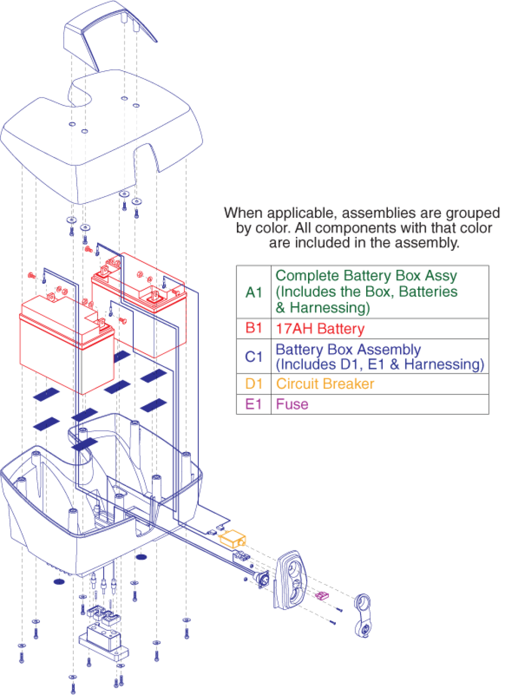 Battery Box, 17 Amp parts diagram