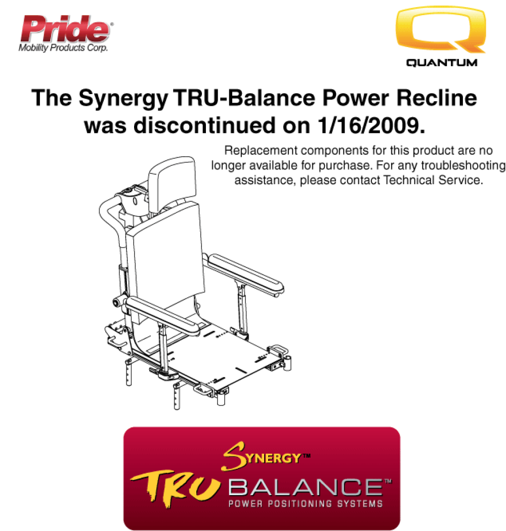 Synergy Tru-balance Recline Final Discontinuation Page parts diagram