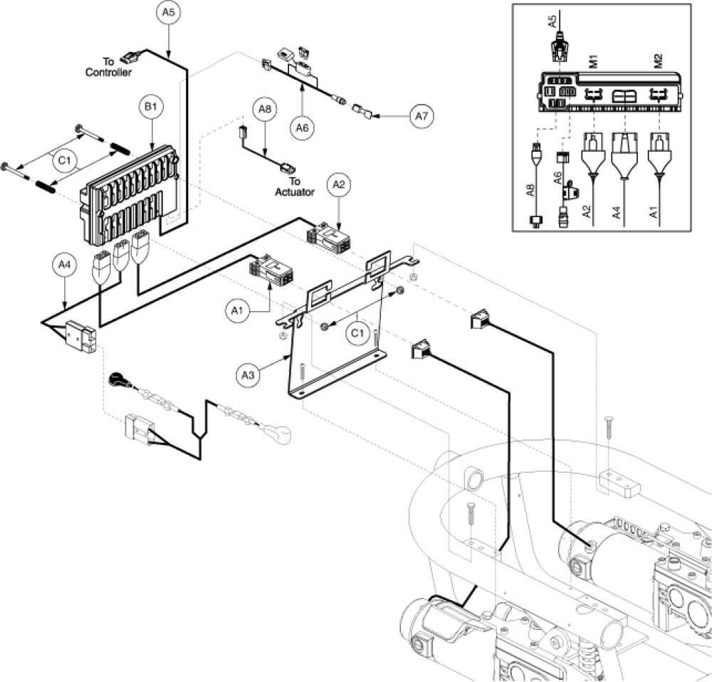 Electronics Assembly - Vr2, Tilt Thru Joystick, Off-board parts diagram