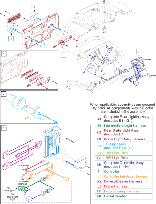 Electronics Assembly - Rear W/lights, Domestic 8mph parts diagram