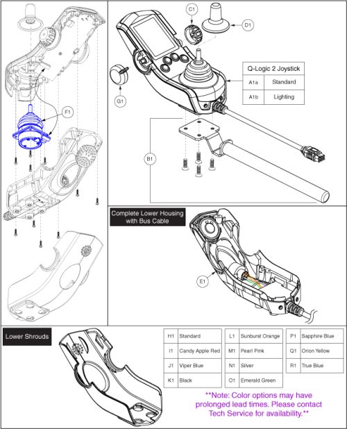 Q-logic 2 Joystick, Components, & Shrouds parts diagram