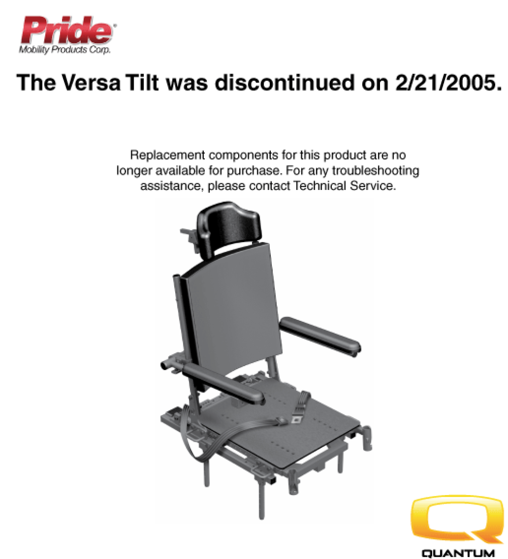 Versa Tilt Final Discontinuation Page parts diagram