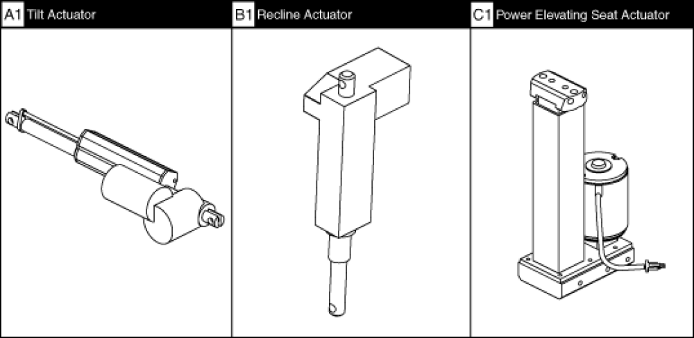 Tb1 Tilt, Recline, And Power Elevating Seat Actuators parts diagram