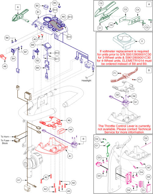 Electronics Assembly - Console, Clarostat Throttle Pot parts diagram